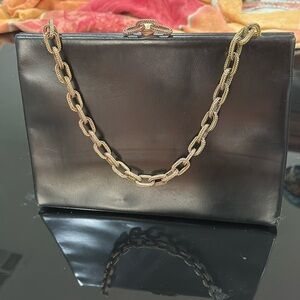 Vintage Black Leather Bag by Dorian Circa 1950